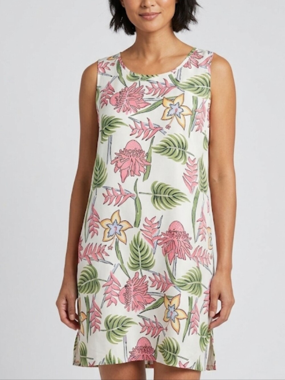 Pineapple Moon Sleeveless Mini Dress Size XS 100% Silk Resortwear Tropical